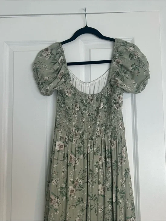 Ardene Sage Green Floral Puff Sleeve Dress - Picture 4 of 4